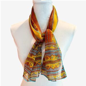 VTG Vera Neumann Womens sheer rectangular chiffon scarf yellow multicolor